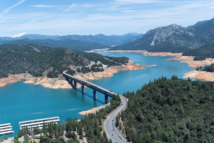 A less than full Shasta Reservoir in May 2022 (Department of Water Resources photo)